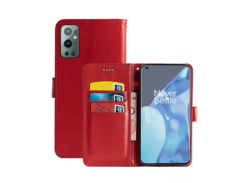 Bookcover, 9 Pro, Rot Rot, - OnePlus, CASEONLINE Klappbare