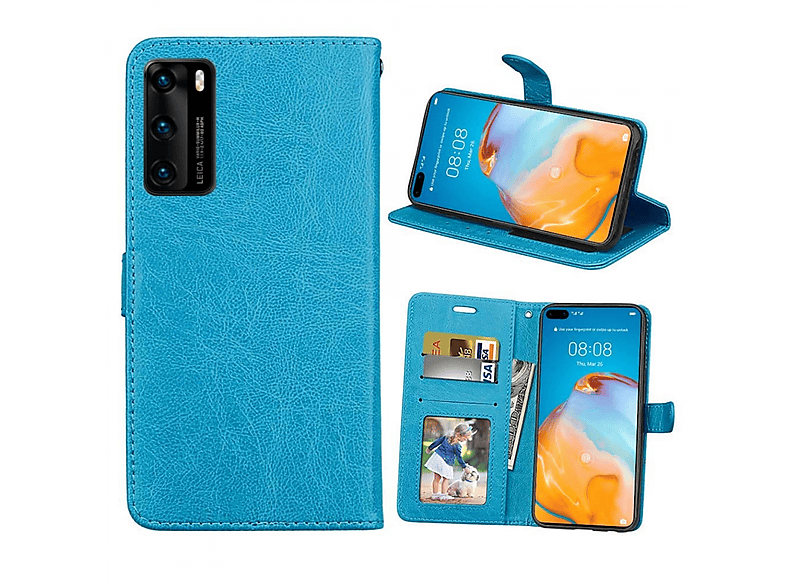 P40, Klappbare Hellblau, Huawei, Multicolor Bookcover, CASEONLINE -