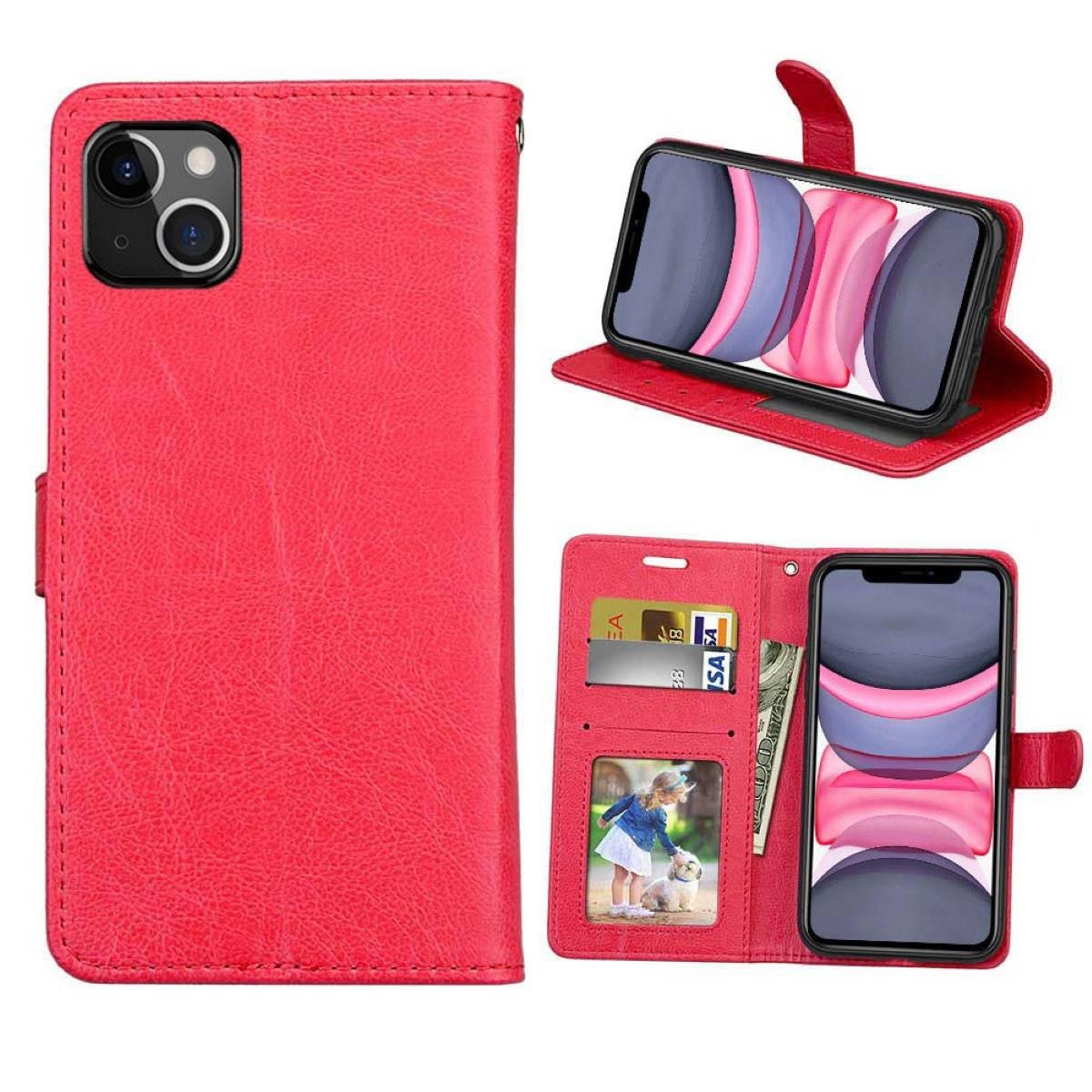 CASEONLINE Klappbare - 13 Rot, Mini, Bookcover, Rot iPhone Apple