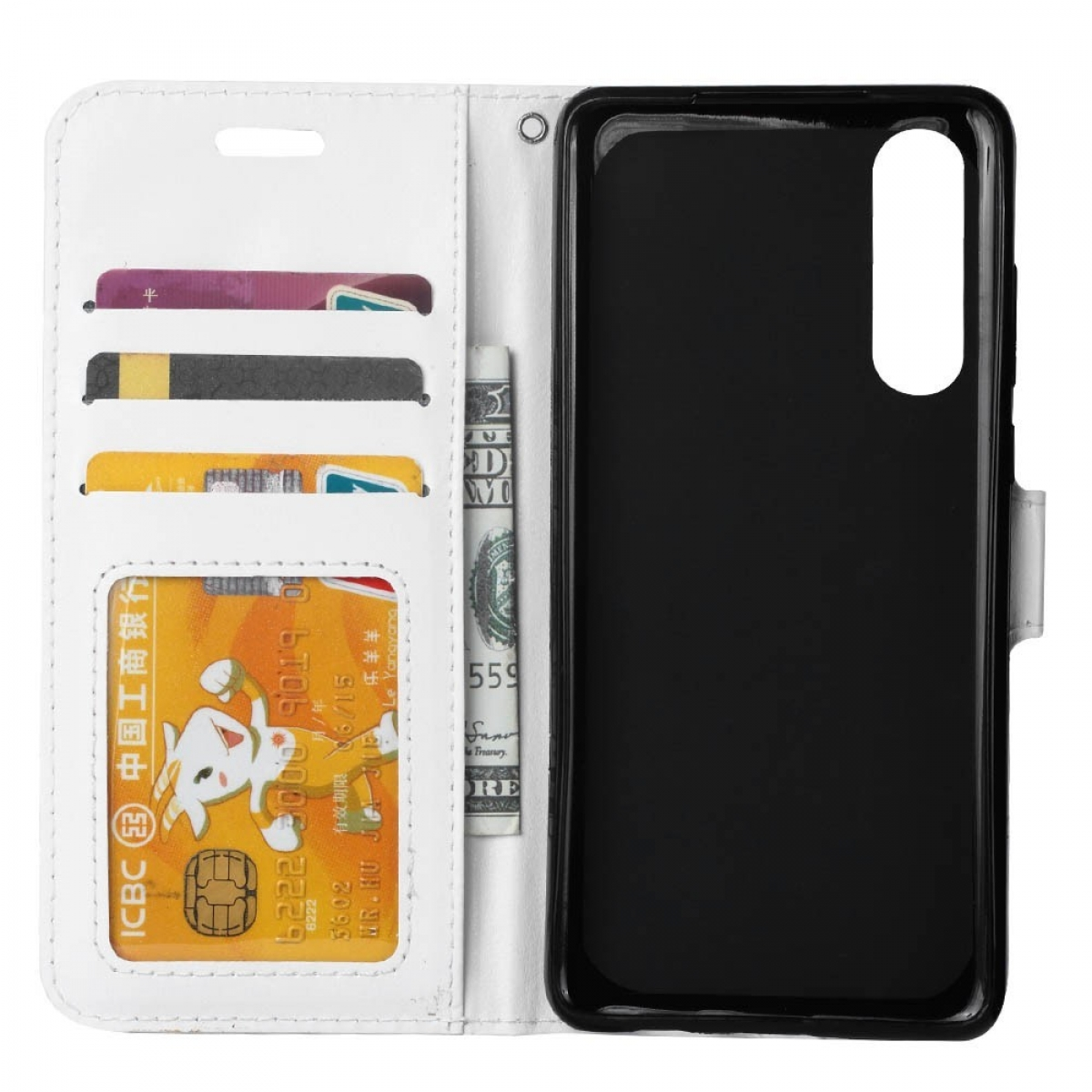 Multicolor CASEONLINE - Bookcover, Klappbare Huawei, P30, Weiß,