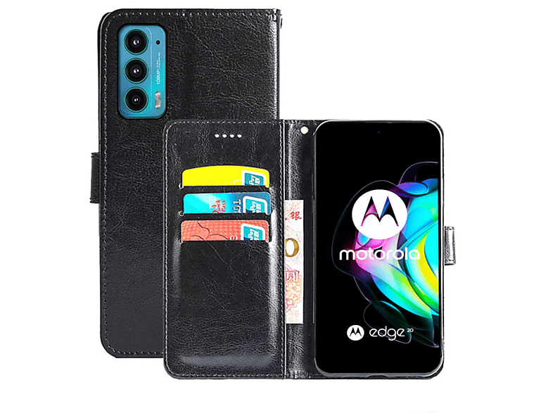 CASEONLINE Klappbare - Schwarz, Bookcover, Multicolor 20, Motorola, Edge