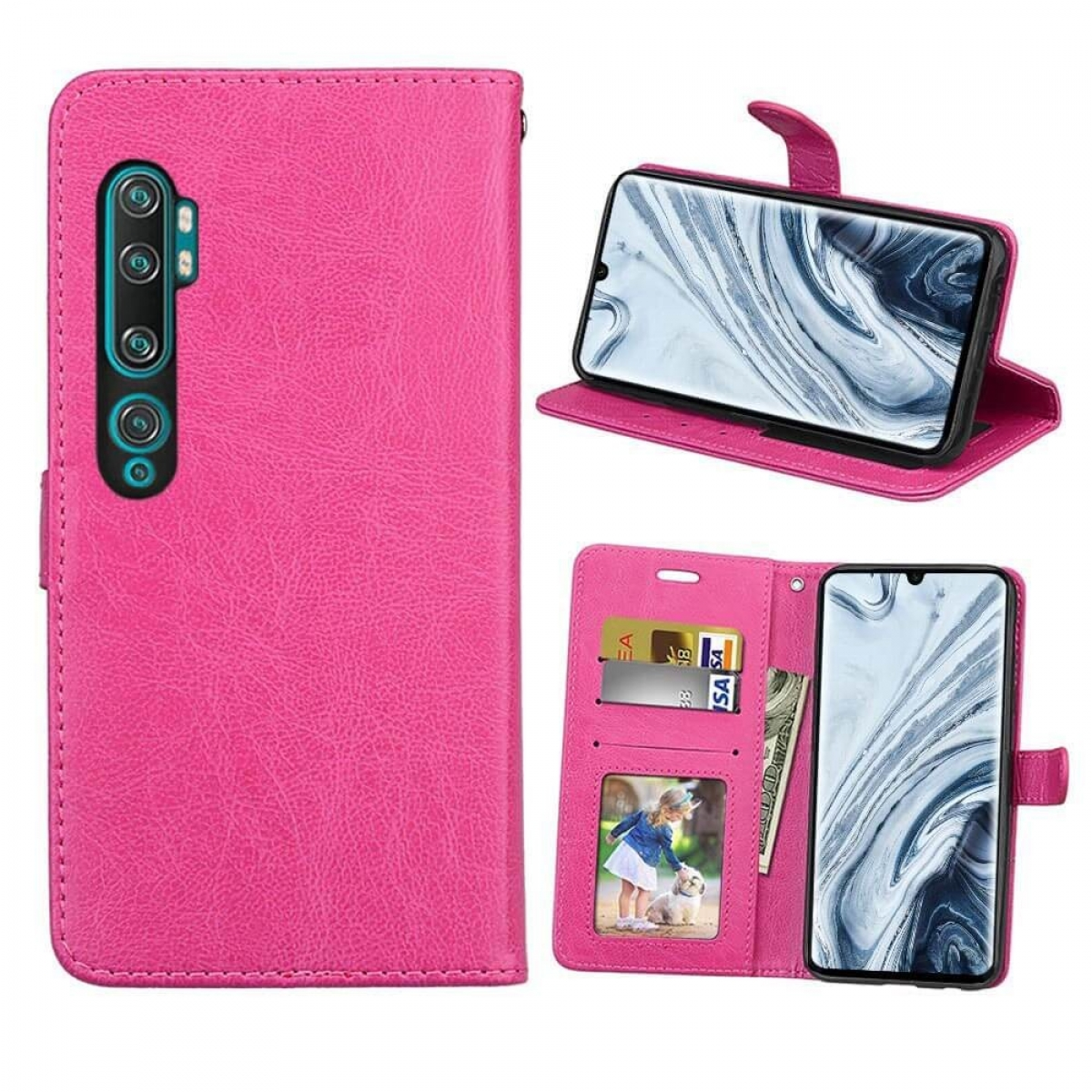 10 Note CASEONLINE Xiaomi, Multicolor Klappbare - Bookcover, Mi Pro, Pink,