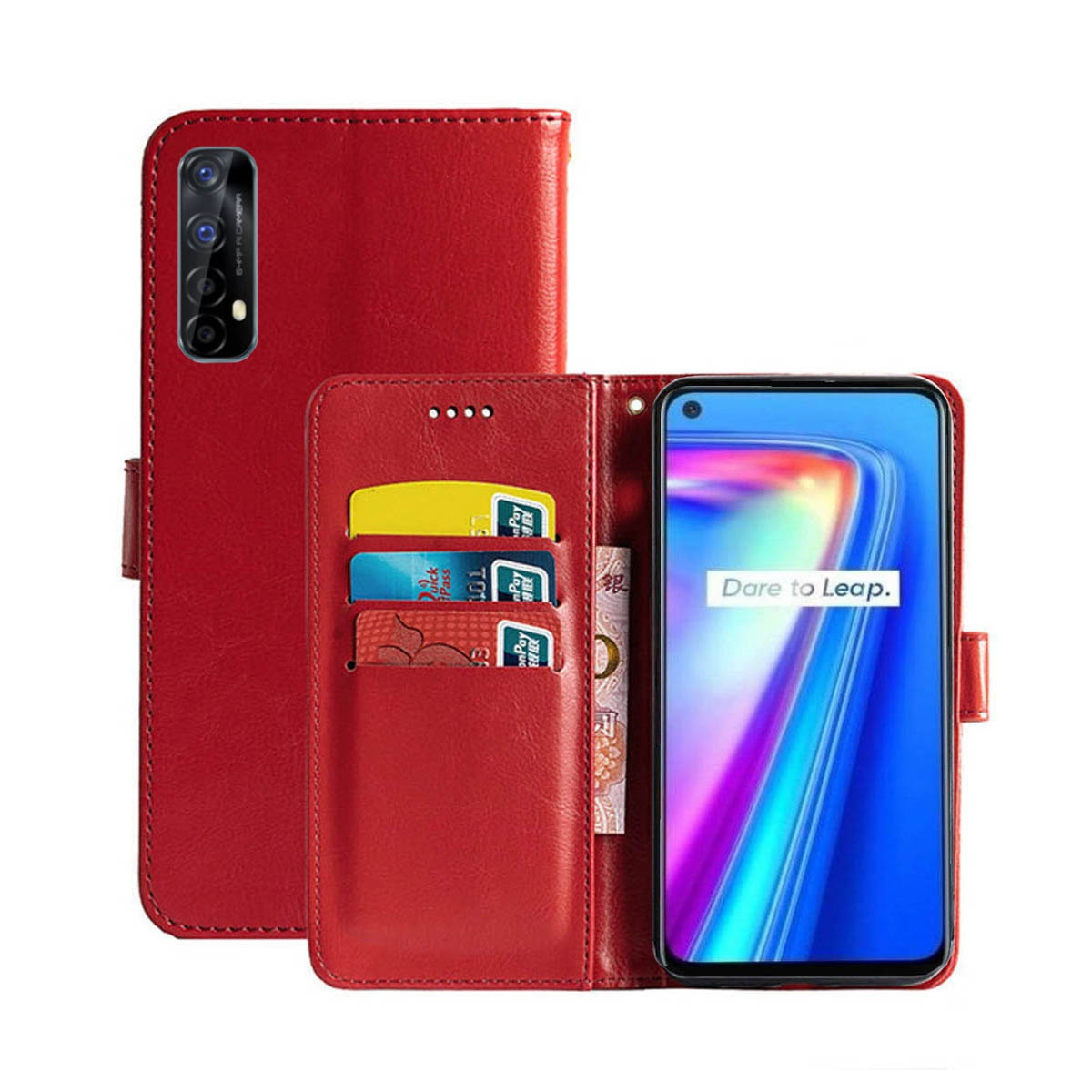 CASEONLINE Klappbare - 7, Rot, Realme, Rot Bookcover