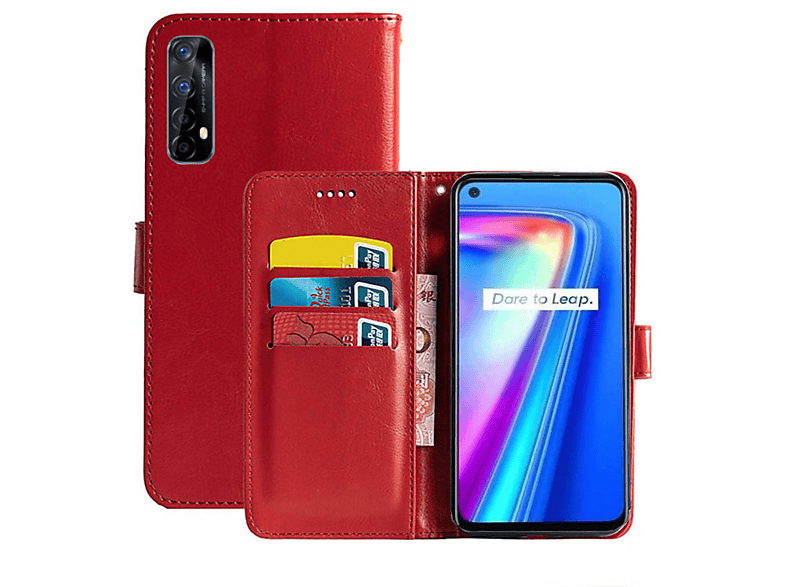 CASEONLINE Klappbare - Rot, Bookcover, Realme, 7, Rot