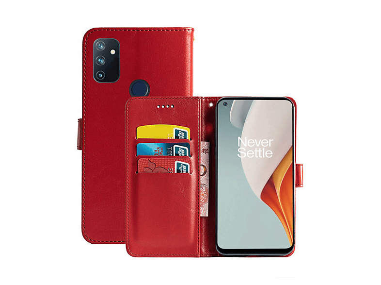 CASEONLINE Klappbare - Rot, Bookcover, OnePlus, Nord N100, Multicolor