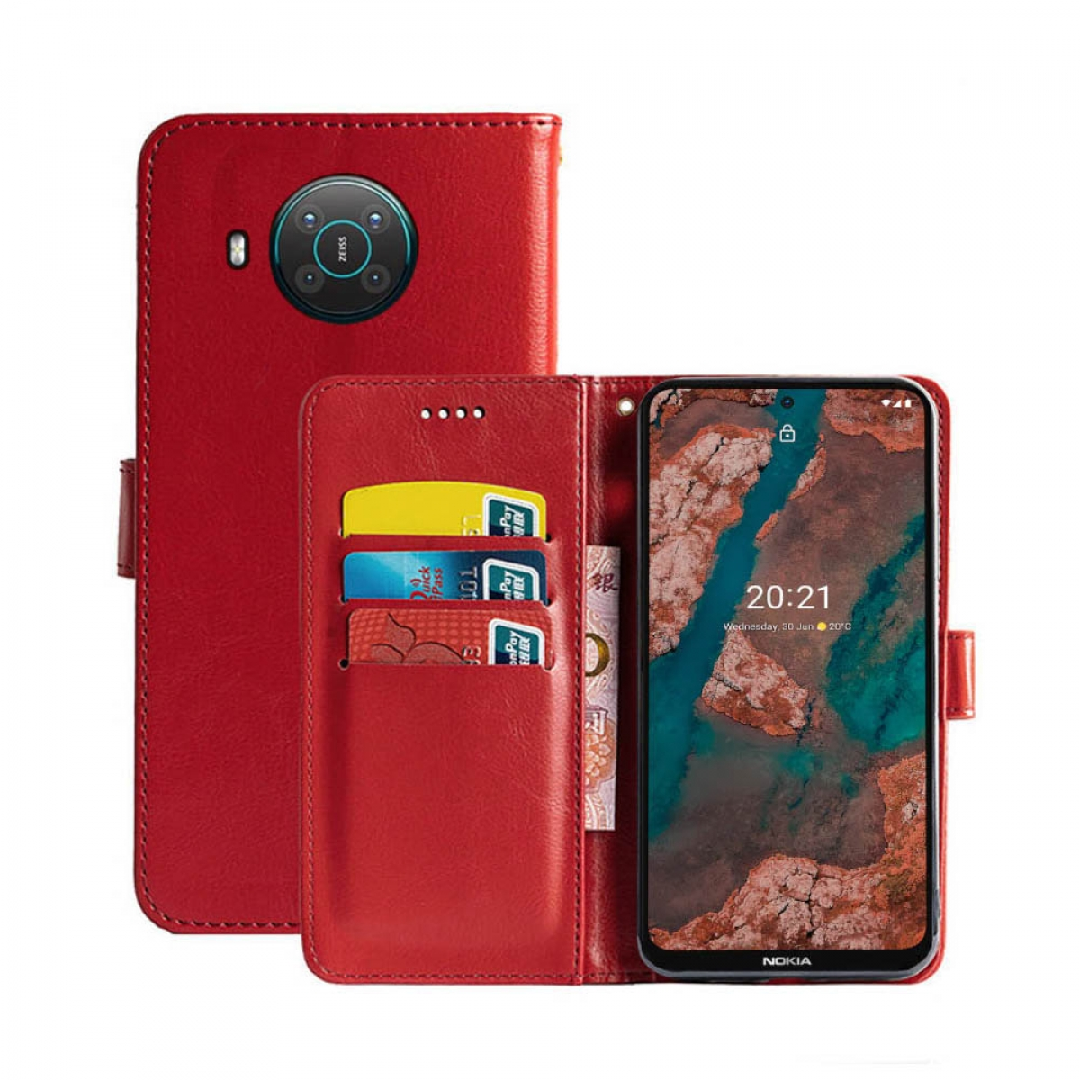 - Nokia, X20, Rot, Bookcover, Klappbare CASEONLINE Multicolor
