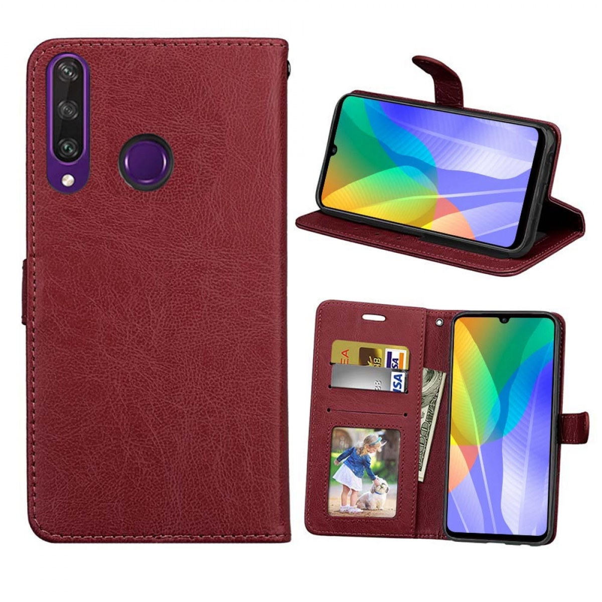 Huawei, Y6p, Braun, Braun CASEONLINE - Bookcover, Klappbare