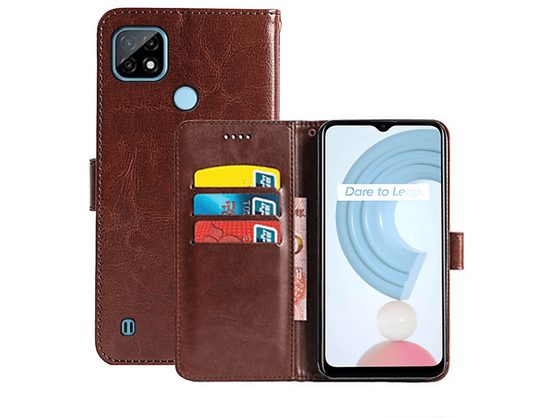 Bookcover, Realme, Braun CASEONLINE Braun, Klappbare C21, -