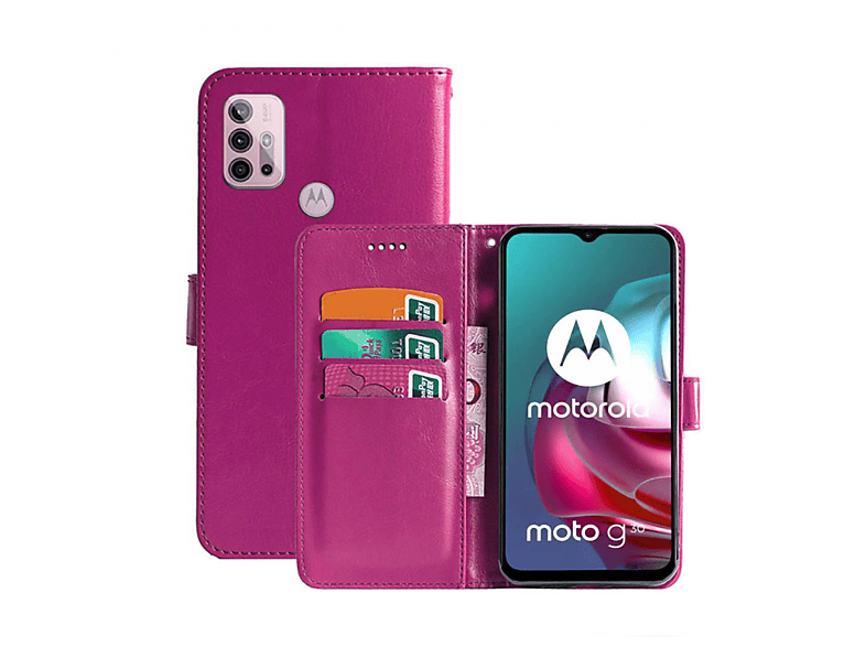 CASEONLINE Klappbare Bookcover, G30, - Motorola, Moto Pink, Multicolor