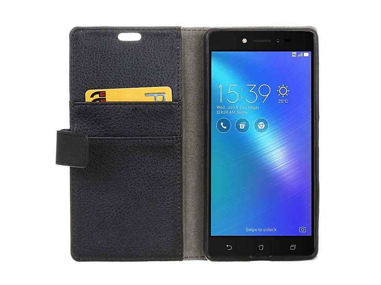 Schwarz, CASEONLINE Schwarz - Live, Asus, Bookcover, Zenfone Klappbare