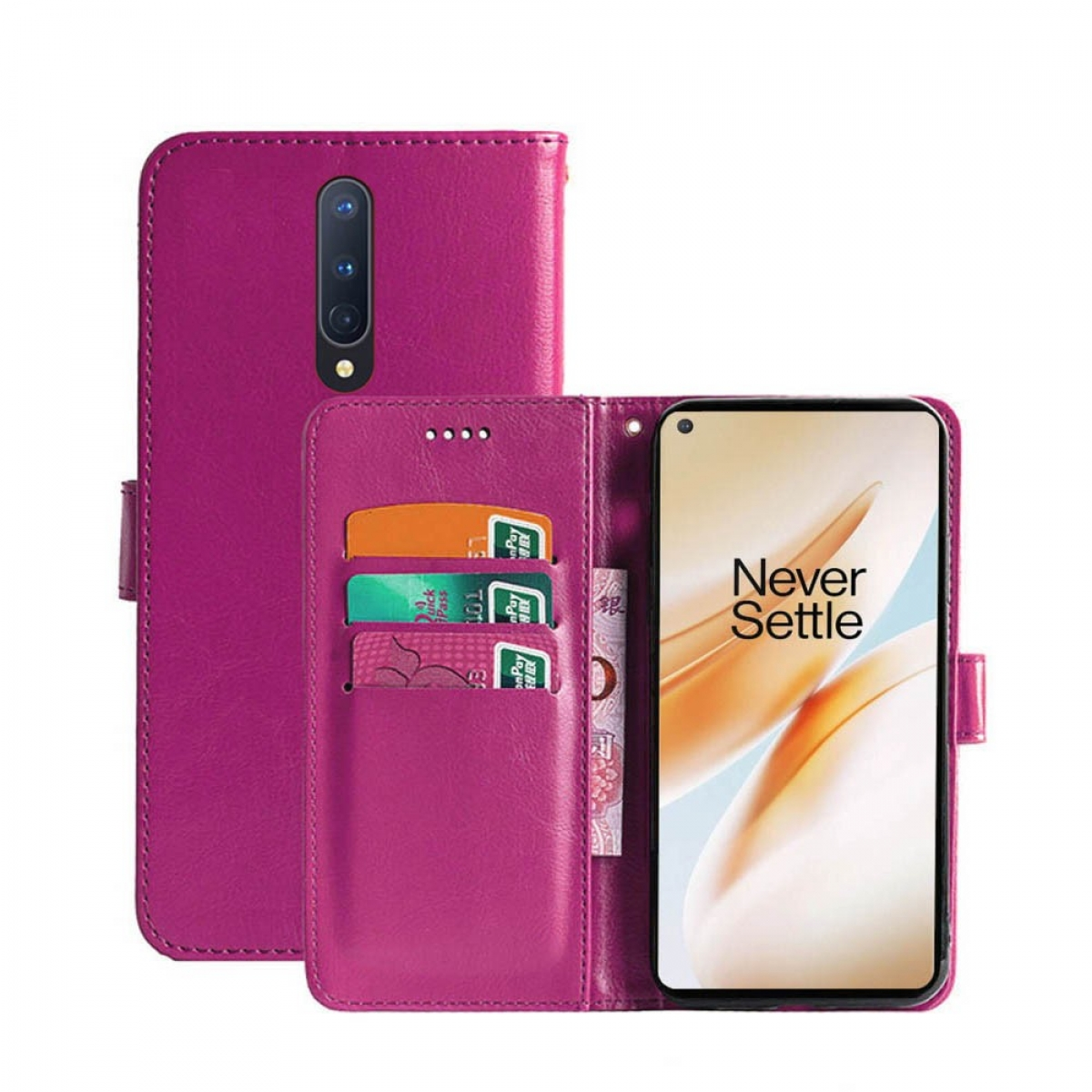 CASEONLINE Klappbare - OnePlus, 8, Multicolor Bookcover, Pink