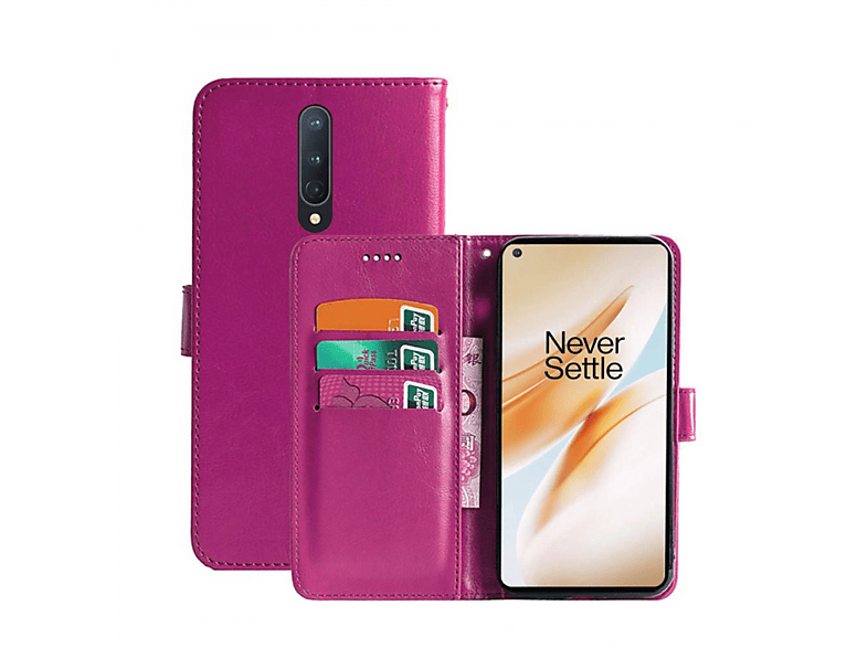 Pink, - CASEONLINE OnePlus, Bookcover, 8, Klappbare Multicolor