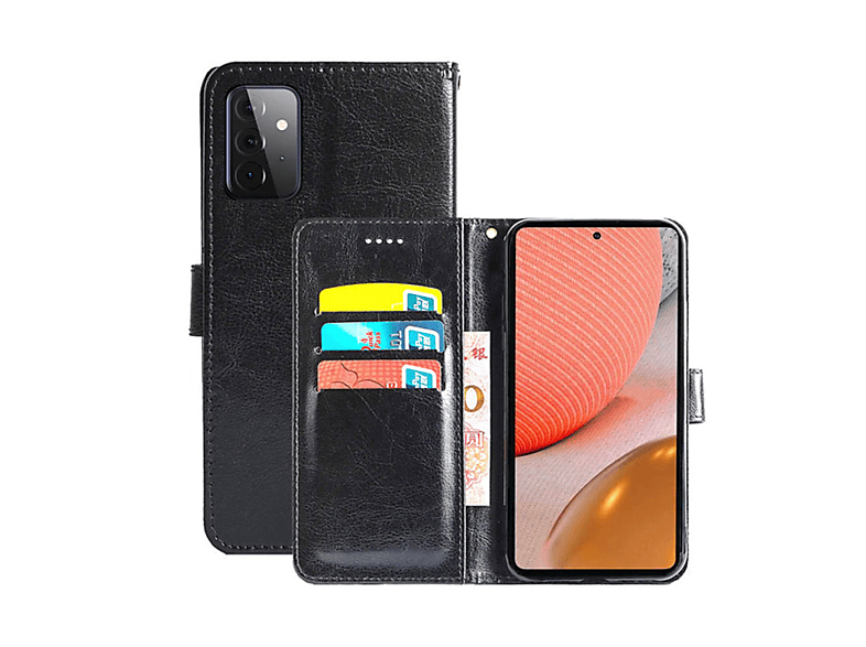 CASEONLINE Klappbare - Schwarz, 5G, Galaxy Bookcover, A72 Samsung, Schwarz