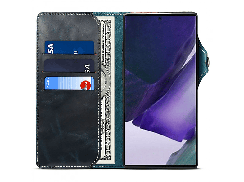 DENIOR Leder - Blau, Bookcover, Samsung, Galaxy Note 20, Multicolor | Bookcover