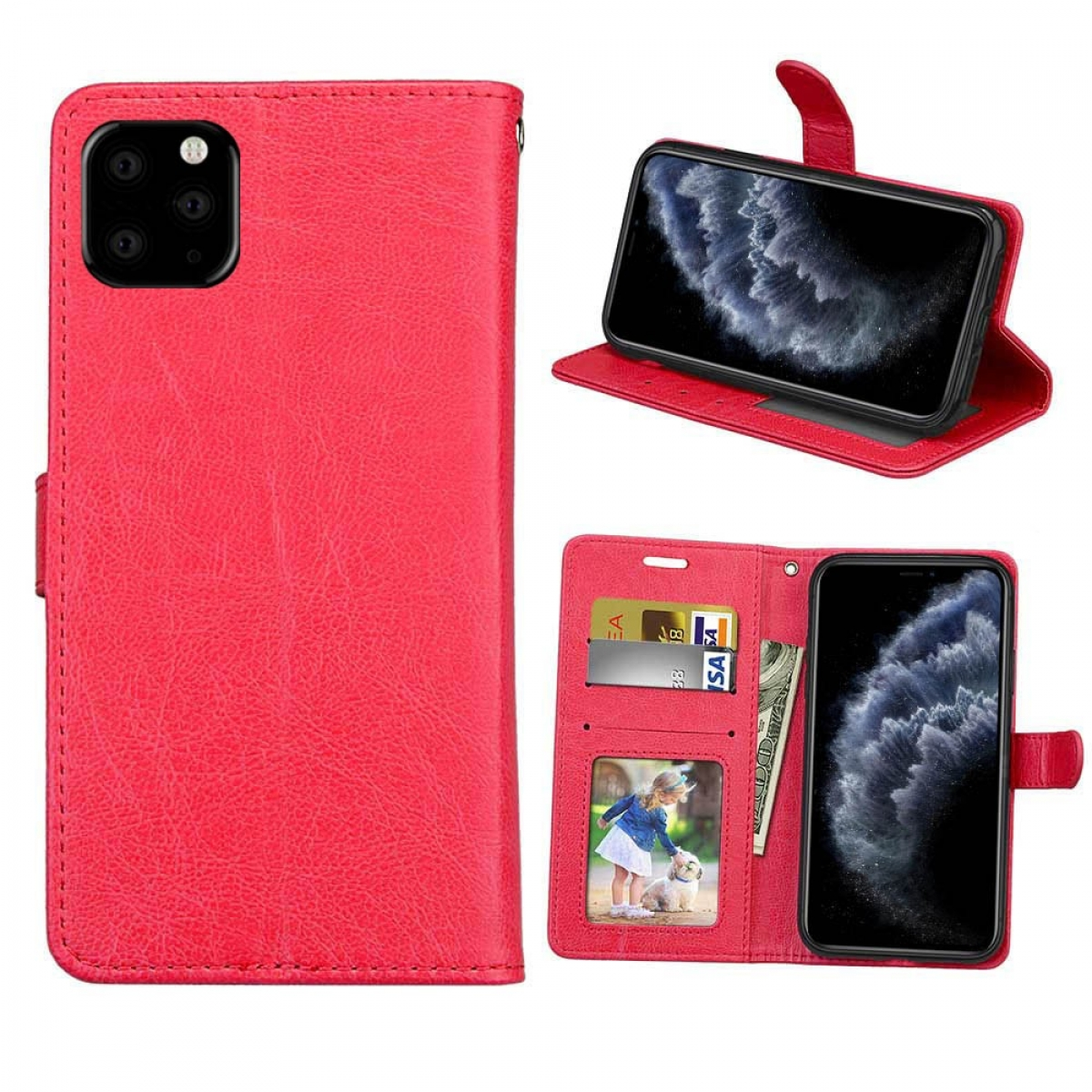 CASEONLINE Klappbare - Rot, iPhone 12 Apple, Multicolor Max, Bookcover, Pro