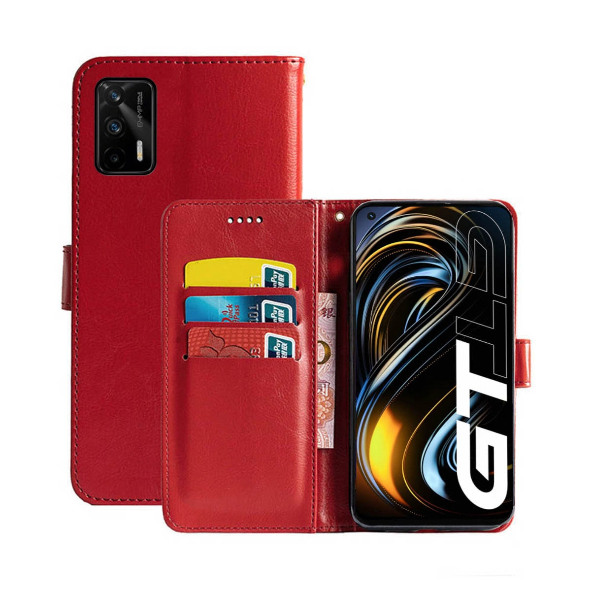 CASEONLINE 5G, Rot, Klappbare Bookcover, Rot Realme, - GT