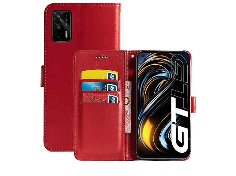 CASEONLINE 5G, Rot, Klappbare Bookcover, Rot Realme, - GT