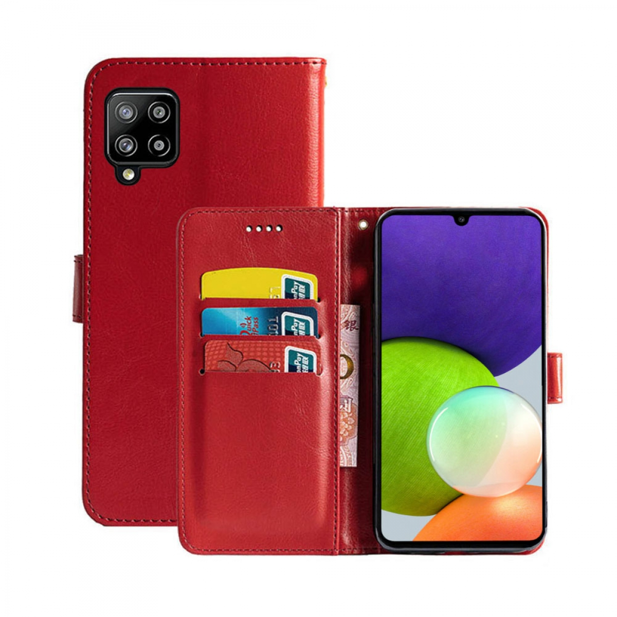 CASEONLINE Klappbare - Rot, Bookcover, 4G, Multicolor Samsung, A22 Galaxy