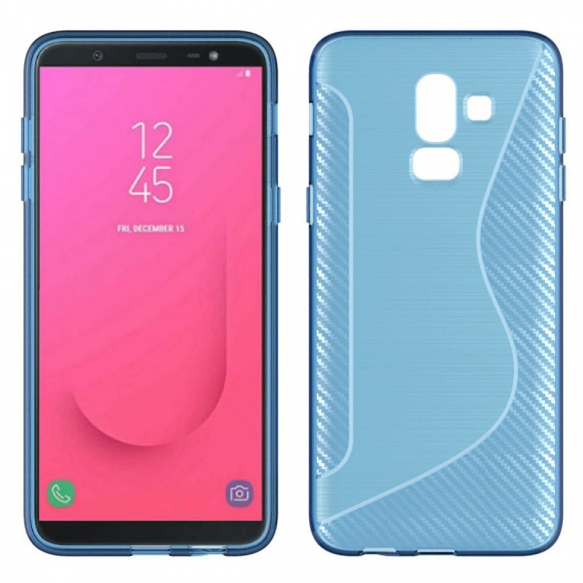 (2018), - Galaxy Backcover, CASEONLINE J8 Samsung, S-Line Multicolor Blau,