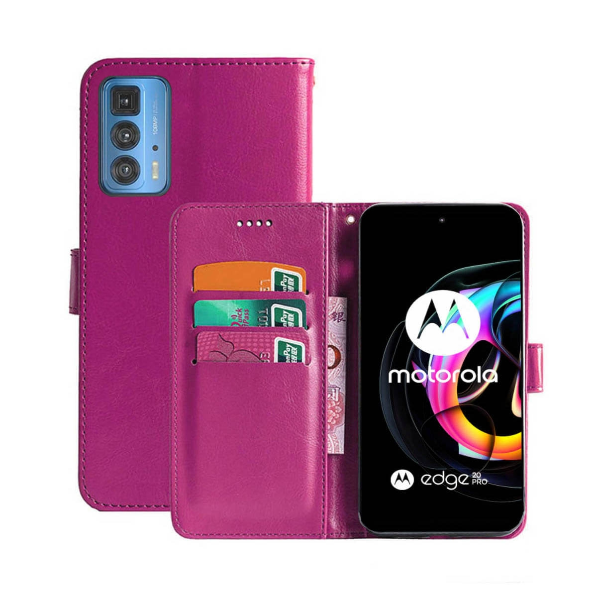 CASEONLINE Klappbare - Edge Pro, 20 Pink, Motorola, Multicolor Bookcover