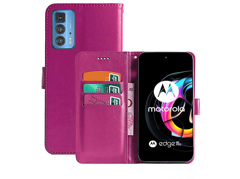 CASEONLINE Klappbare - Pink, Bookcover, 20 Pro, Motorola, Edge Multicolor