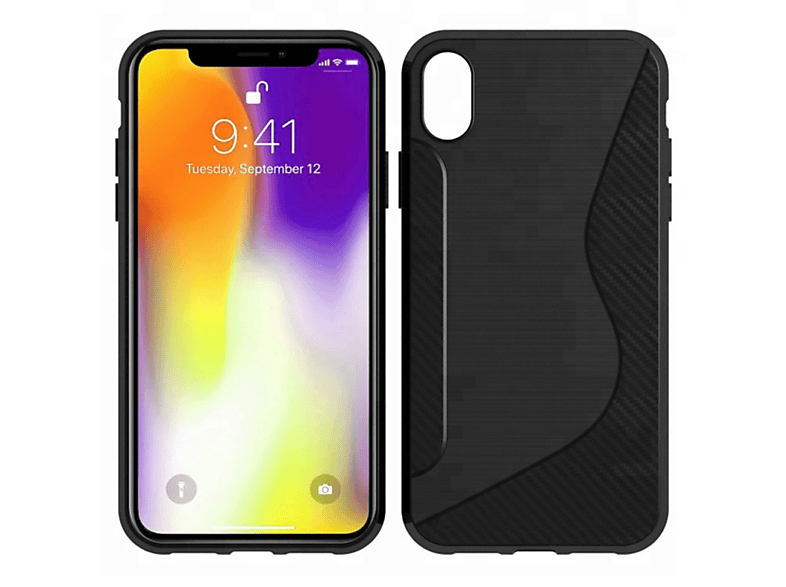 CASEONLINE S-Line - Schwarz, Backcover, Apple, iPhone XS Max, Multicolor