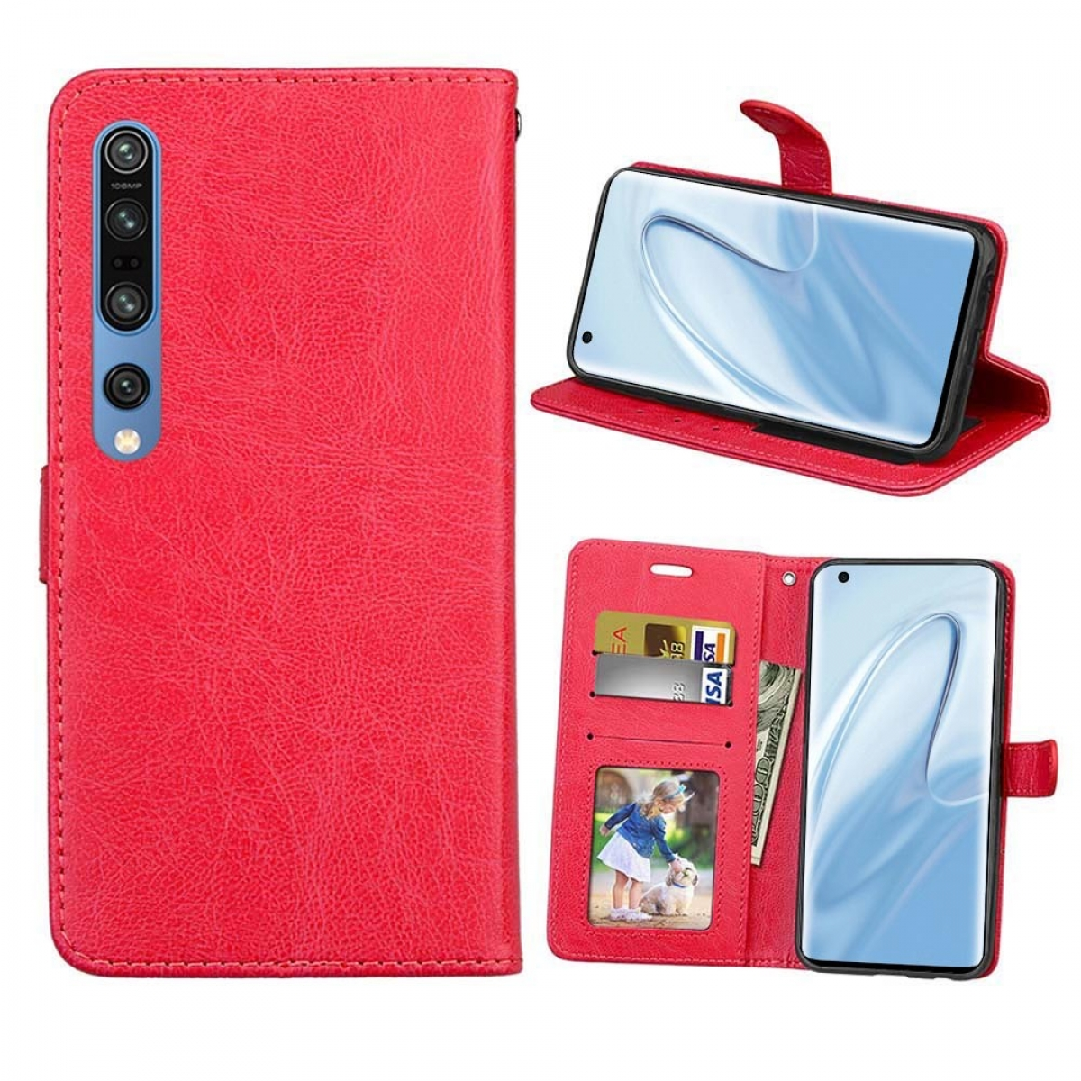 Xiaomi, 10, Rot, - Klappbare CASEONLINE Multicolor Bookcover, Mi