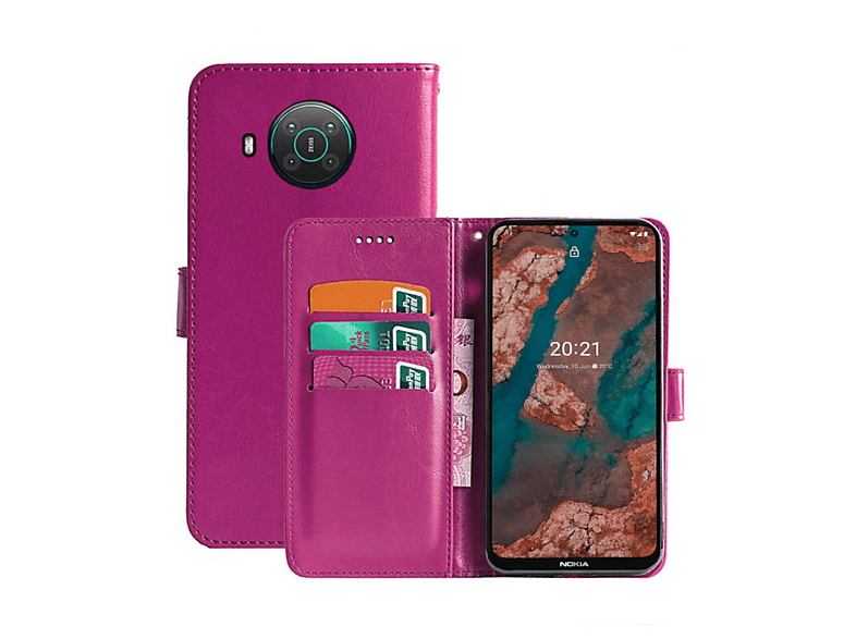 CASEONLINE Klappbare - Pink, Bookcover, Nokia, X20, Multicolor