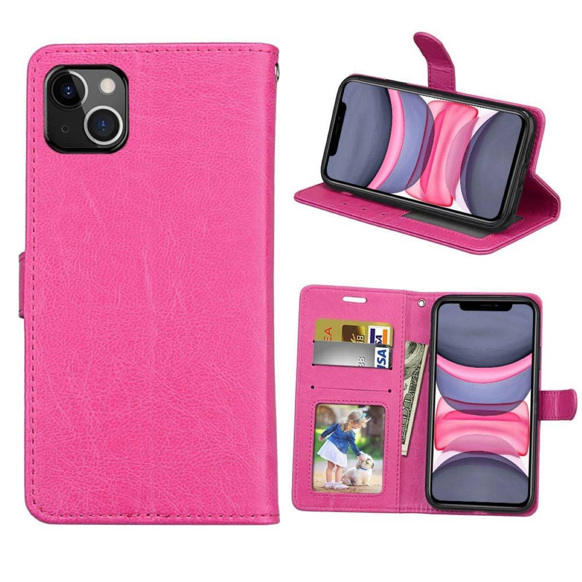 CASEONLINE Klappbare - Bookcover, Apple, 13 iPhone Multicolor Pink, Mini