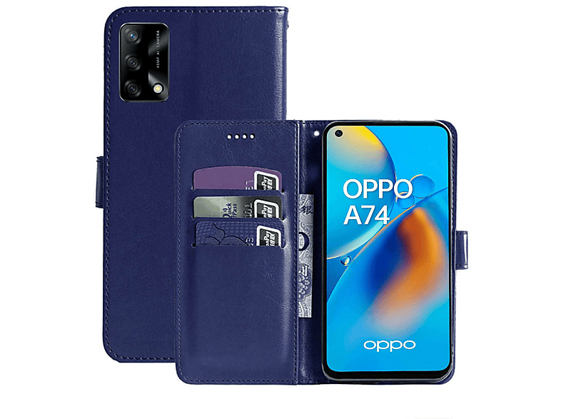 CASEONLINE Klappbare - Dunkelblau Oppo, Dunkelblau, 4G, Bookcover, A74