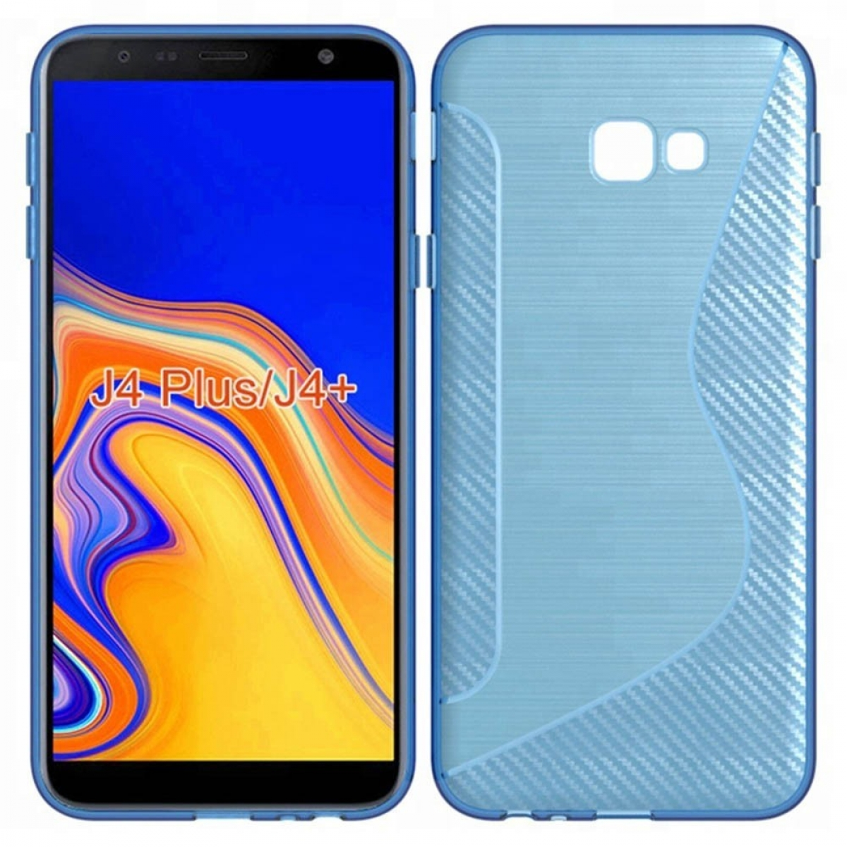 CASEONLINE S-Line - Blau, Galaxy J4 Samsung, Plus (2018), Multicolor Backcover