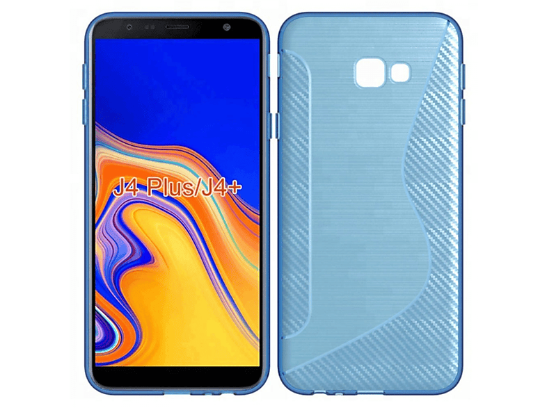 CASEONLINE S-Line - Multicolor Blau, Galaxy Samsung, J4 Backcover, (2018), Plus