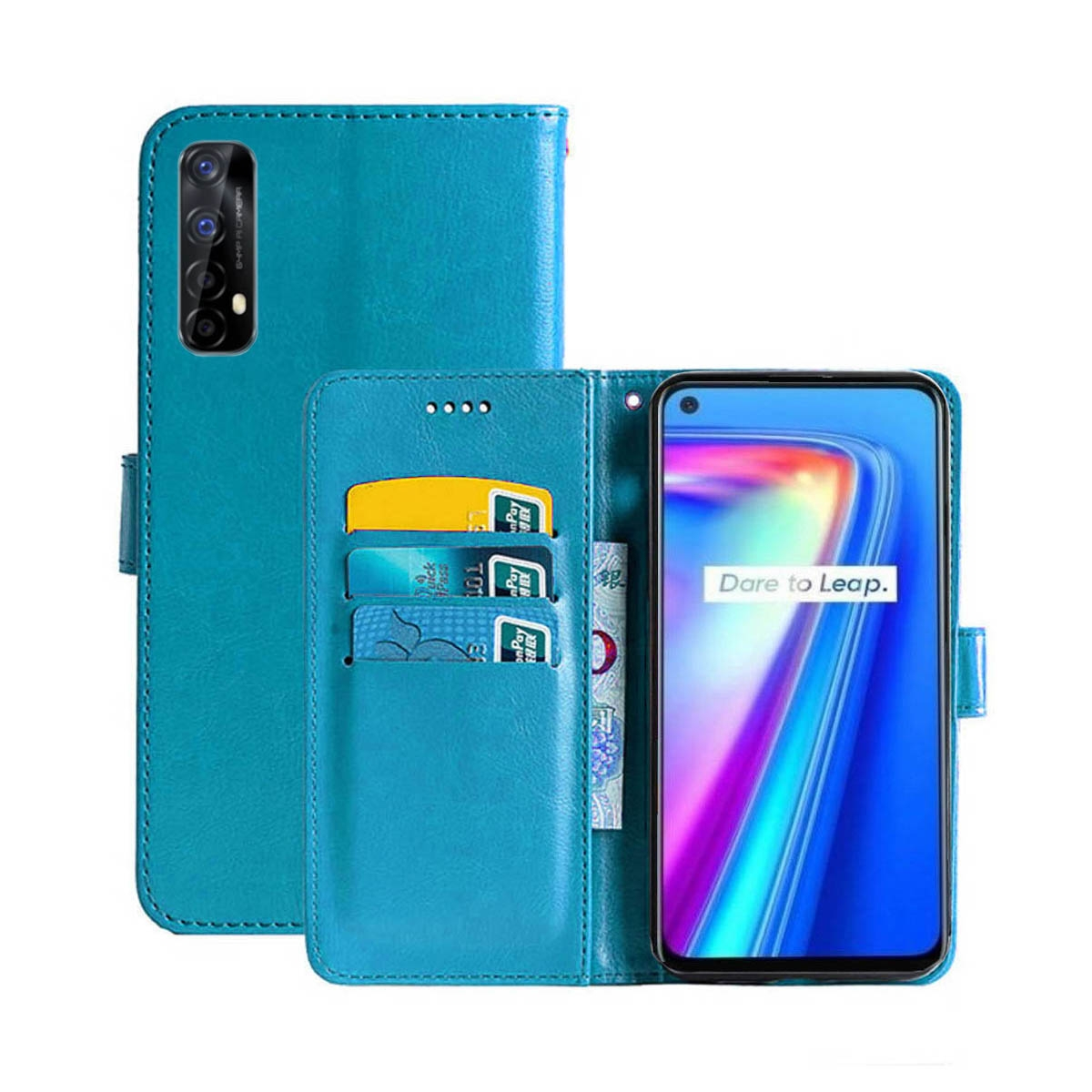 CASEONLINE Klappbare Realme, Multicolor Hellblau, 7, Bookcover, 