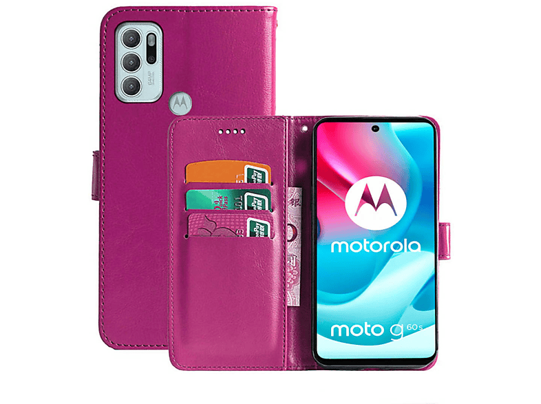 CASEONLINE Klappbare - Pink, Motorola, Multicolor G60S, Moto Bookcover