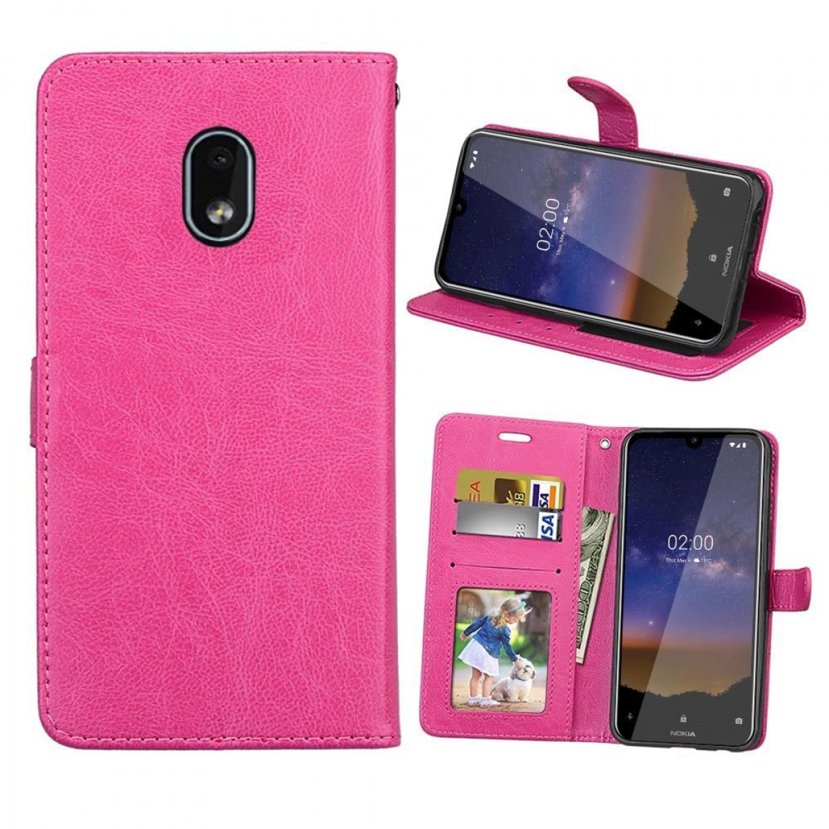 CASEONLINE Nokia, - Multicolor 2.2, Klappbare Bookcover, Pink,