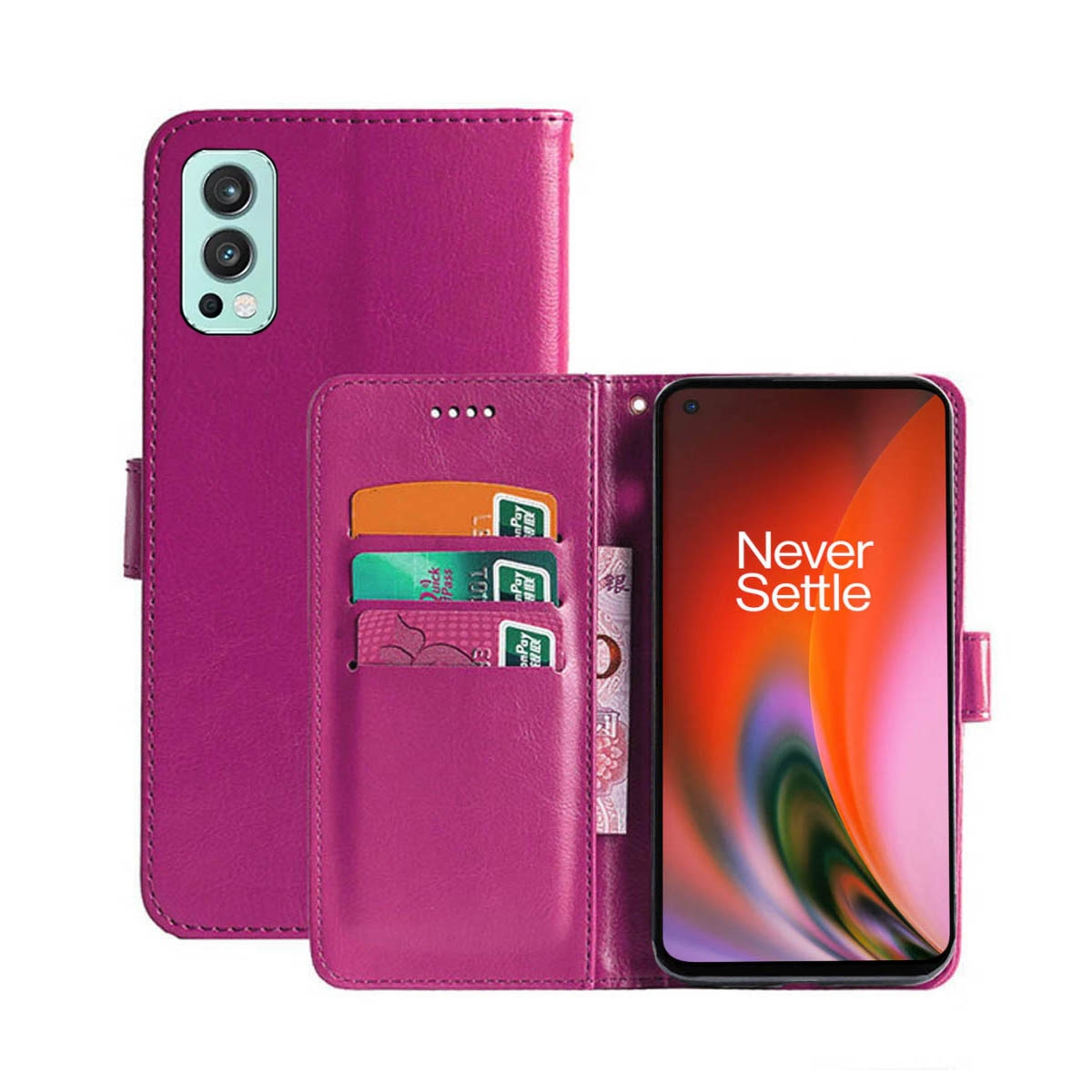 Pink, Bookcover, Nord CASEONLINE OnePlus, - Klappbare 2 Multicolor 5G,