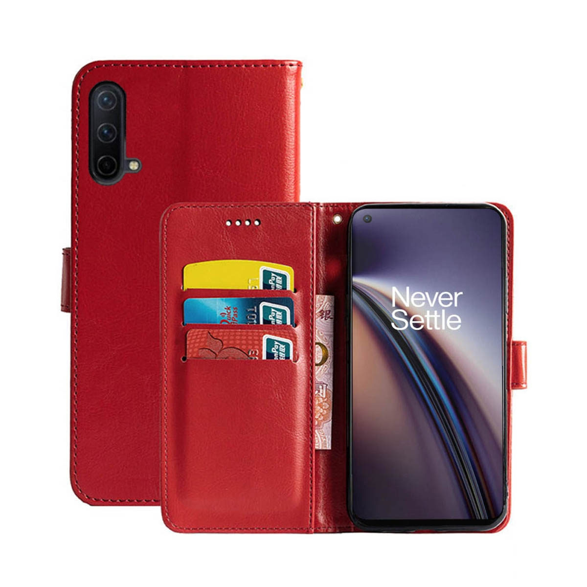 CASEONLINE Klappbare - Rot, OnePlus, Bookcover, Multicolor 5G, Nord CE