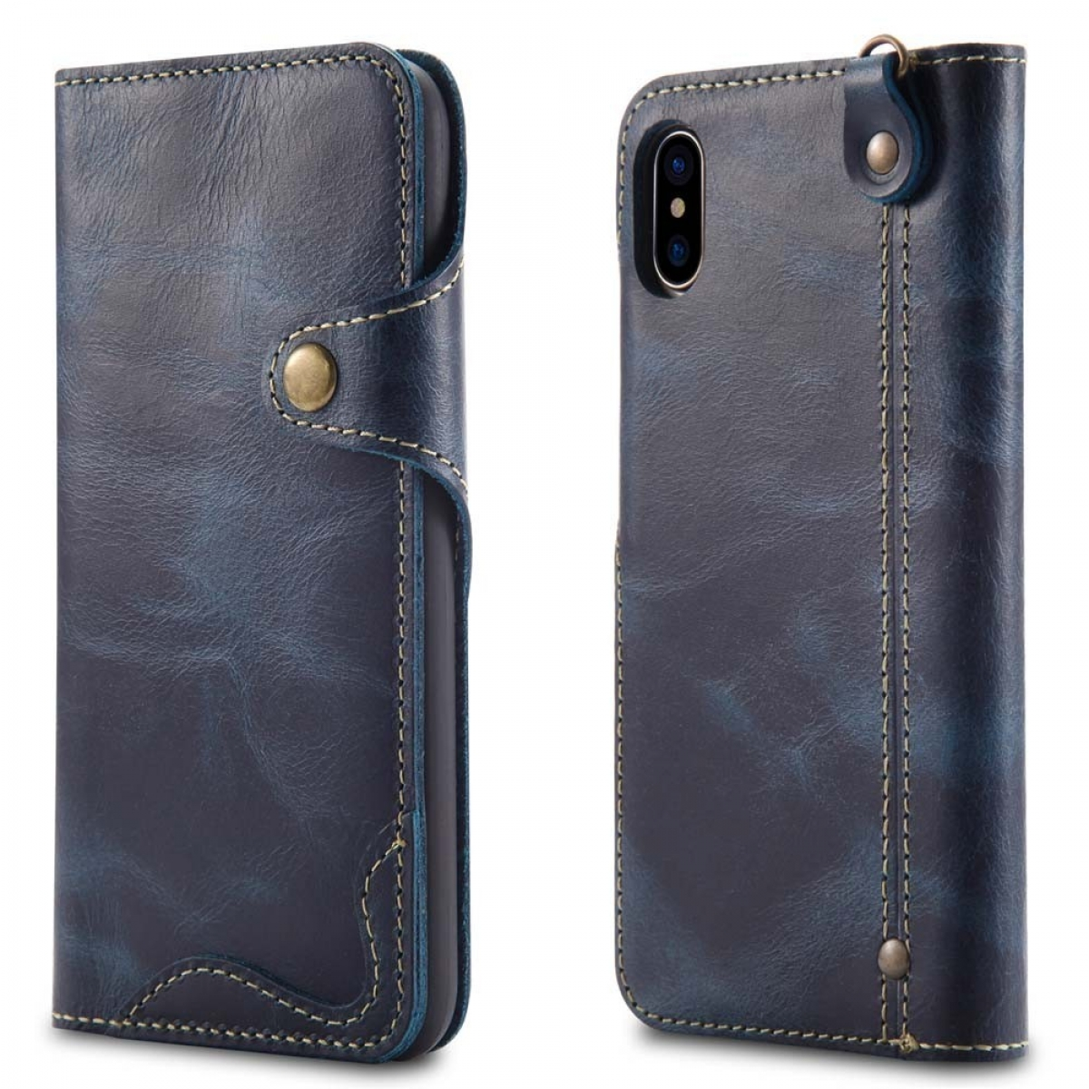 iPhone XS CASEONLINE Leder Blau, Multicolor - Apple, Max, Bookcover,