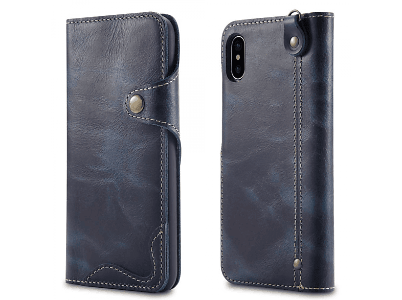 Leder iPhone - Multicolor XS Bookcover, CASEONLINE Blau, Apple, Max,