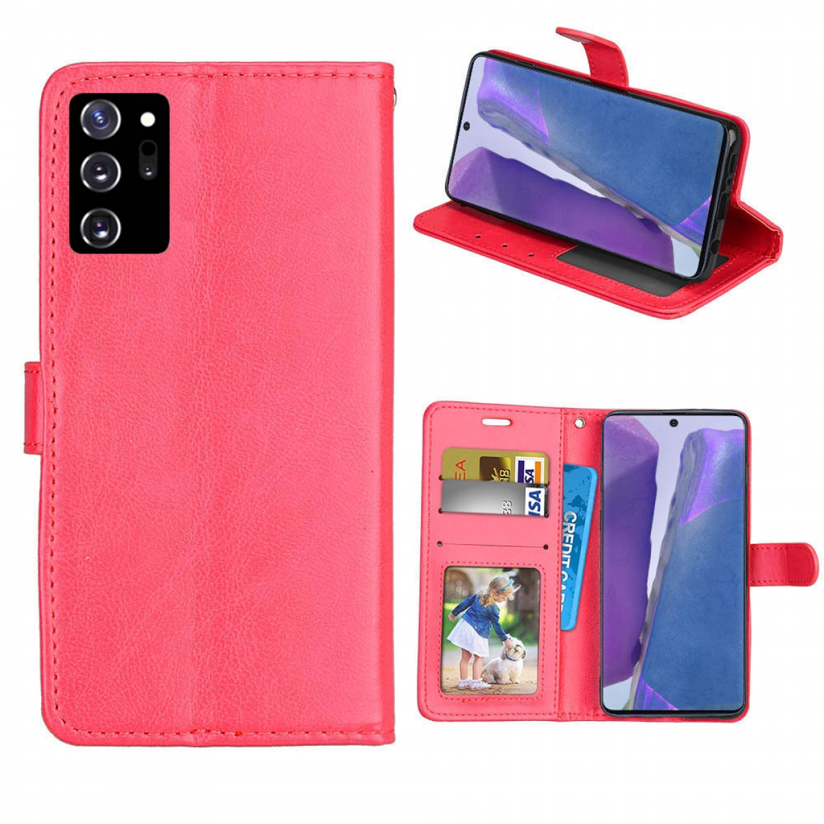 CASEONLINE Klappbare - Rot, Bookcover, Rot Note Galaxy 20 Ultra, Samsung