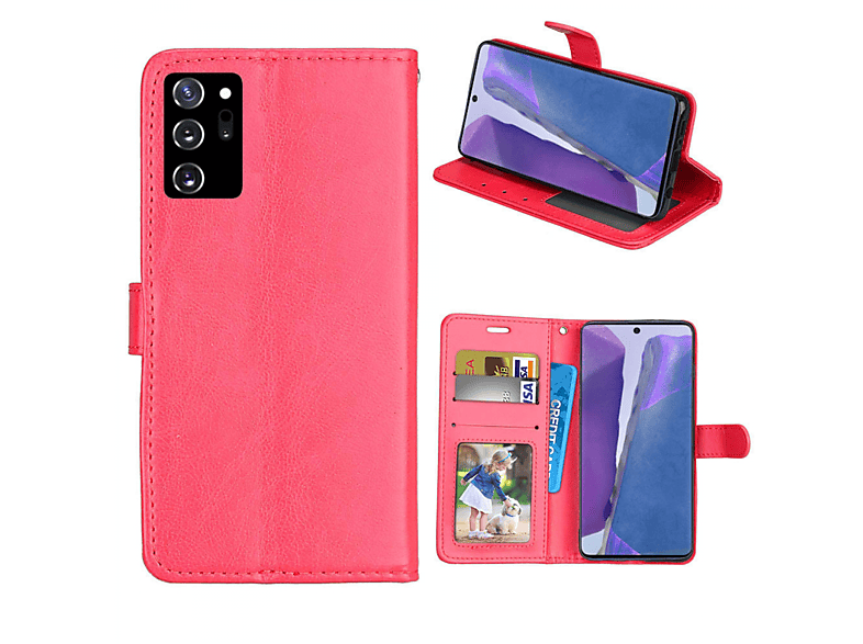 CASEONLINE Klappbare - Rot, Bookcover, Rot Galaxy Ultra, Samsung, 20 Note