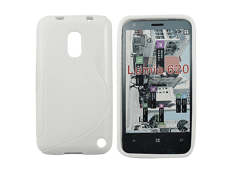 CASEONLINE S-Line - Weiß, Backcover, Nokia, Lumia 620, Multicolor