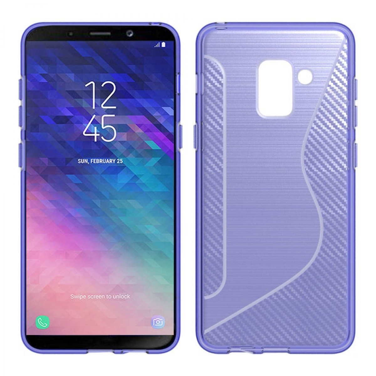 - Backcover, S-Line Multicolor Plus Lila, Galaxy A6 CASEONLINE Samsung, (2018),