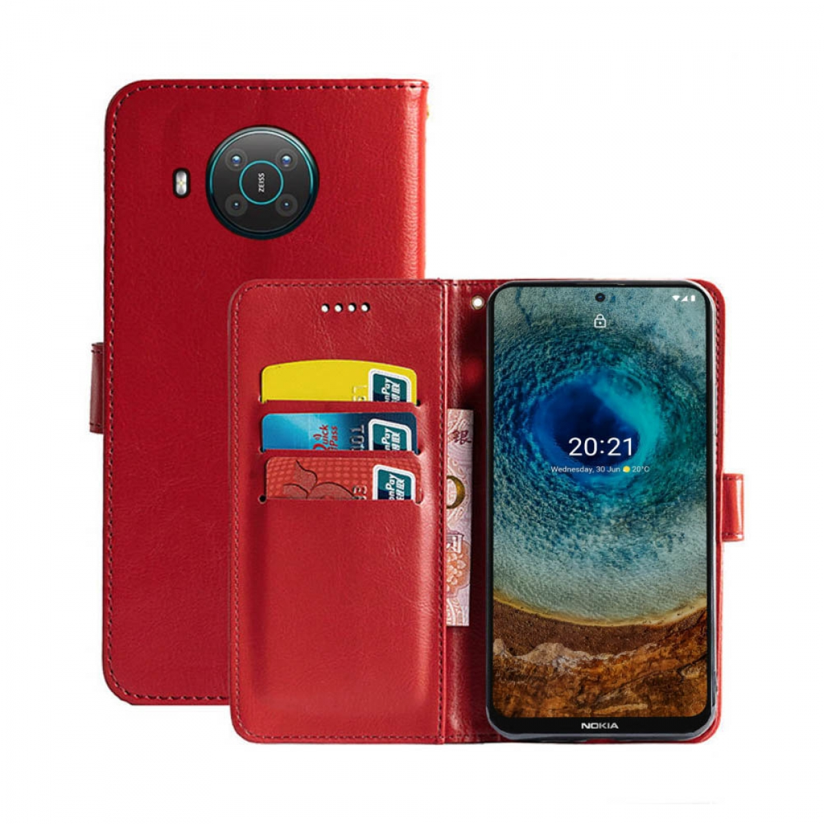 CASEONLINE Klappbare - Rot, Bookcover, Multicolor Nokia, X10