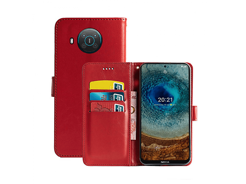 CASEONLINE Klappbare - Rot, Multicolor Bookcover, Nokia, X10