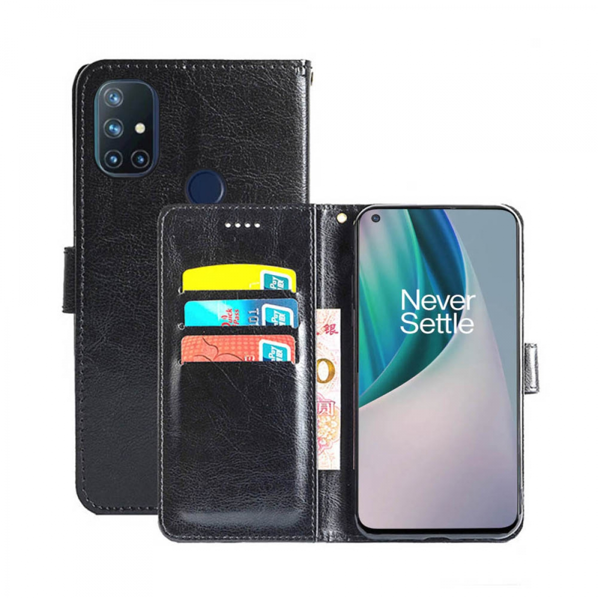 Schwarz, Nord - Klappbare N10, OnePlus, Schwarz Bookcover, CASEONLINE