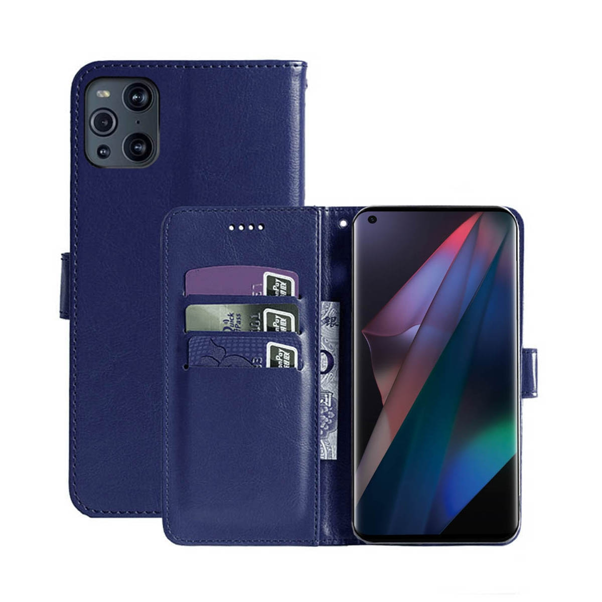 Bookcover, Find X3 Oppo, Dunkelblau, - CASEONLINE Dunkelblau Pro 5G, Klappbare