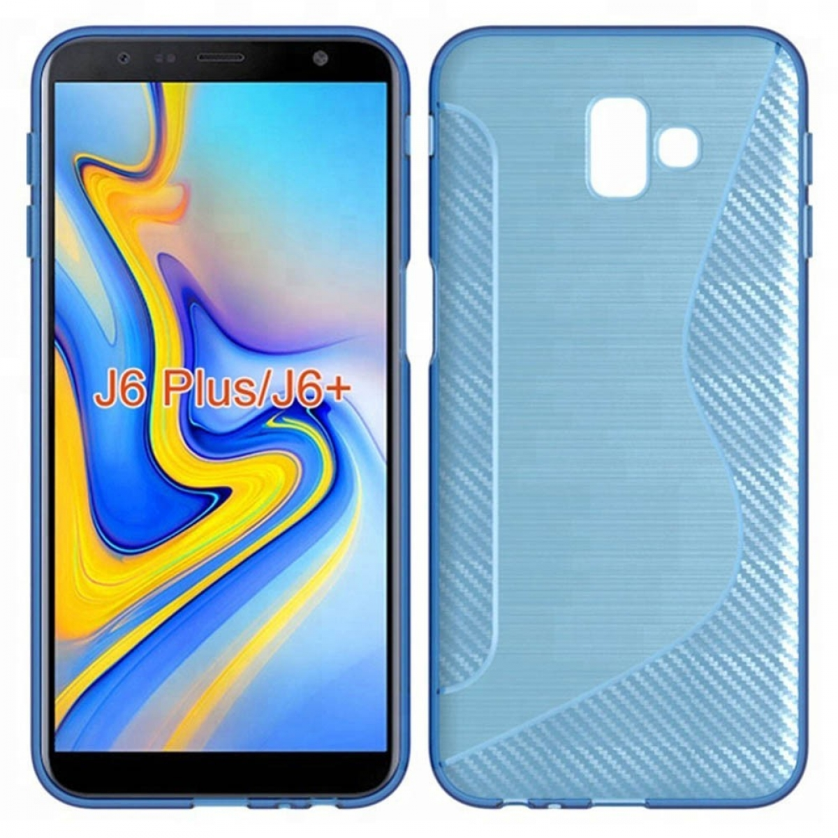 Plus (2018), - Multicolor S-Line Samsung, Galaxy J6 Backcover, CASEONLINE Blau,