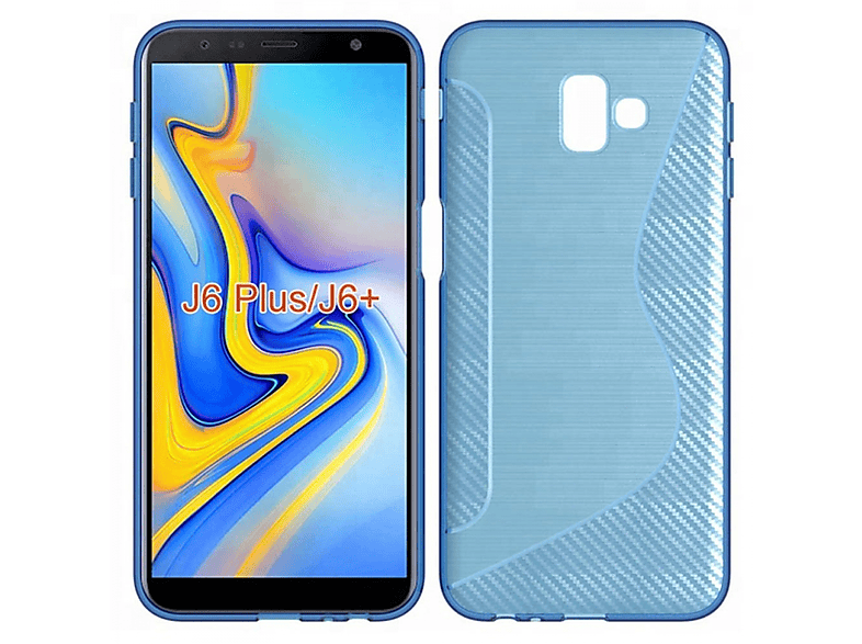 Plus (2018), - Multicolor S-Line Samsung, Galaxy J6 Backcover, CASEONLINE Blau,