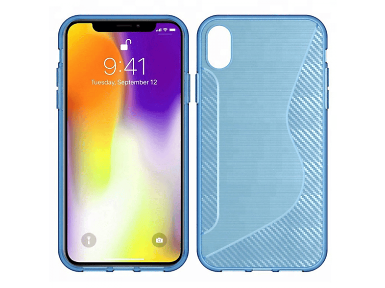 Blau, CASEONLINE Max, - Multicolor Apple, Backcover, S-Line XS iPhone